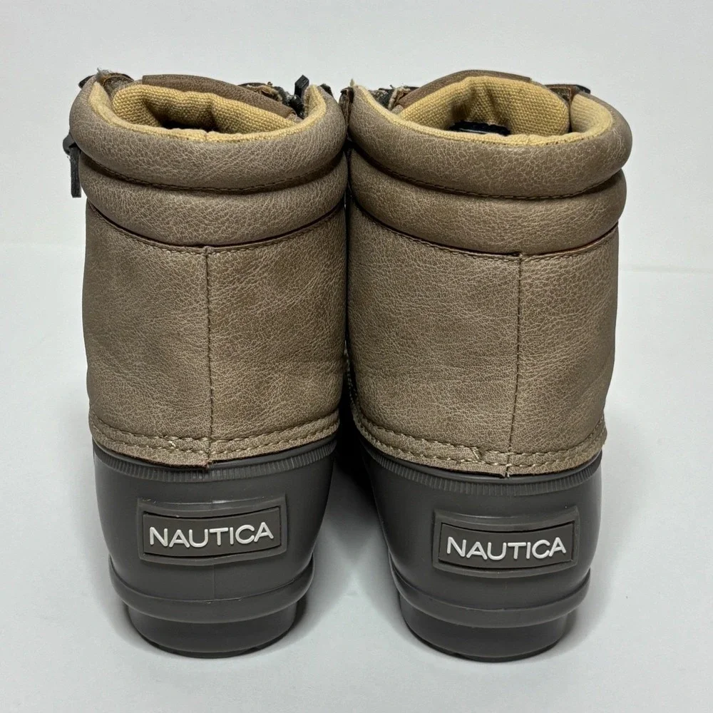 NWOT Nautica Women's Sea Ripple Duck Boots Tan‎ Gray Size 6 Lace Up Side Zip